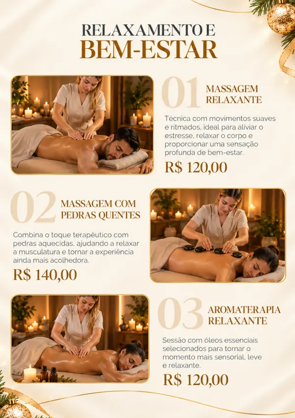 Relaxamento e bem-estar: sessões e valores